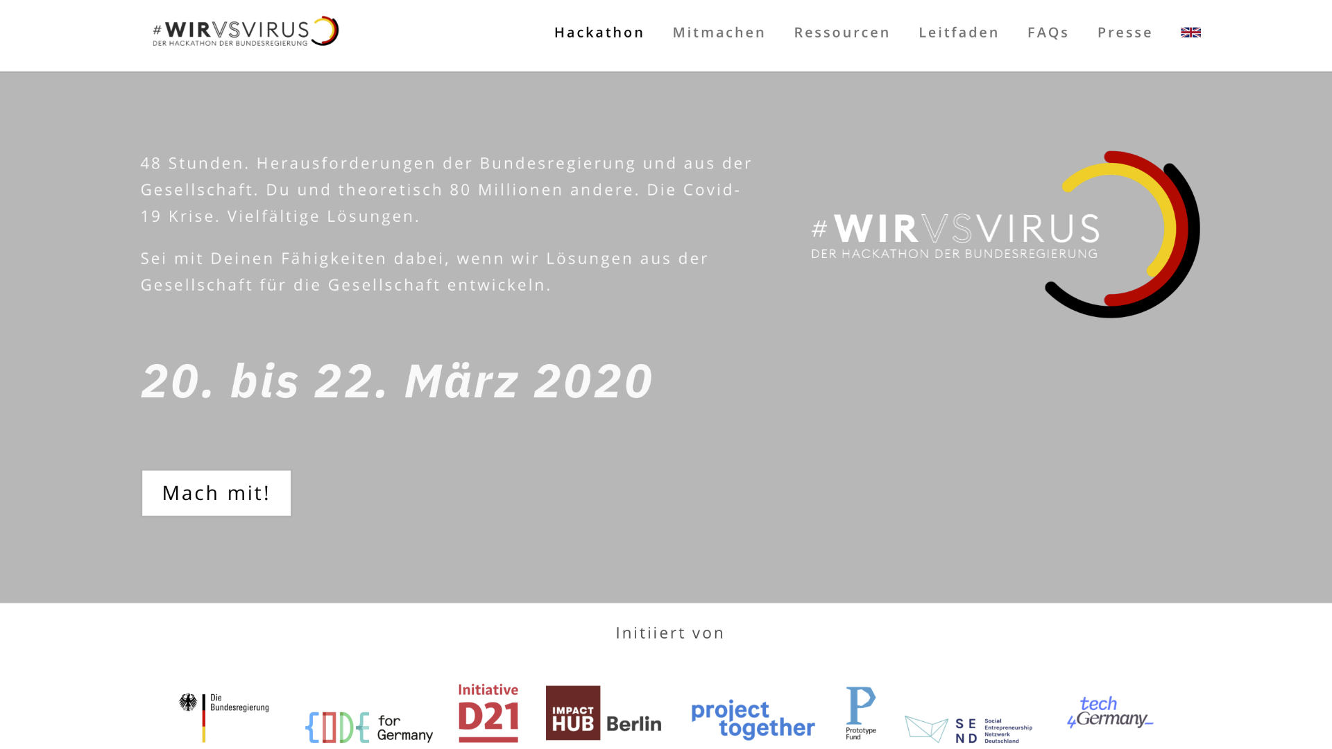 Übersicht WirvsVirus Hackathon